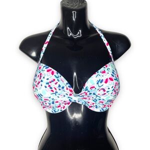 NWT Aerie Size 36C Brooke Multicolor Twist Front Push Up Halter Bikini Swim Top